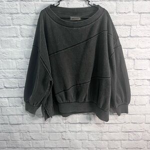 We The Free Medium Oversized Pull Over Black Wash Sweatshirt Oversized